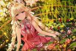  blonde_hair blue_eyes butterfly dress fate/grand_order fate_(series) flowers hat junpaku_karen long_hair marie_antoinette_(fate/grand_order) twintails water wet 