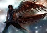  1boy bccp cloud_strife final_fantasy final_fantasy_vii final_fantasy_vii_advent_children huge_weapon male male_focus solo standing sword weapon wings 