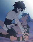  crossdressing gradient gradient_background kamina lingerie male_focus multiple_boys simon tengen_toppa_gurren-lagann tengen_toppa_gurren_lagann underwear yaoi 