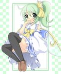  cosplay daiyousei green_eyes green_hair hakurei_reimu hakurei_reimu_(cosplay) kumatoshi side_ponytail solo thighhighs touhou 