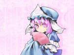  fan folding_fan ghost hat ichi_lotus_temple japanese_clothes kimono pink_eyes pink_hair saigyouji_yuyuko solo touhou 