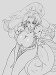  breasts cleavage f_(fuji) fatal_fury greyscale large_breasts legs long_legs monochrome pelvic_curtain ponytail shiranui_mai sketch solo the_king_of_fighters thighs 