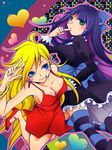  :p blush breasts cleavage dress goth gothic panty_&amp;_stocking_with_garterbelt panty_(character) panty_(psg) smile stocking_(character) stocking_(psg) tongue tongue_out 