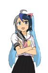  :3 ahoge animal_ears arms_crossed black_hair blue_eyes blue_hair can&#039;t_be_this_cute can't_be_this_cute cat_ears clannad crossed_arms crossover drawfag fang fusion hatsune_miku ikeda_kana izumi_konata kud_wafter little_busters! long_hair lucky_star moetron multicolored_hair noumi_kudryavka open_mouth ore_no_imouto_ga_konna_ni_kawaii_wake_ga_nai parody sakagami_tomoyo saki school_uniform silver_hair skirt twintails vocaloid 