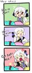  3koma 4girls absurdres ahoge anger_vein angry blush chibi comic drawfag english error haiku hatsune_miku highres kagamine_rin long_hair megurine_luka multiple_girls non-web_source o_o poem pointing vocaloid yowane_haku 