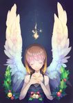  bad_id bad_pixiv_id bell bob_cut brown_hair closed_eyes hagiwara_yukiho idolmaster idolmaster_(classic) pos short_hair smile solo wings 