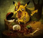  bone cap guro hat pikachu poke_ball pokeball pokemon satoshi_(pokemon) severed_hand zombie 