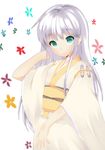  aqua_eyes arufu bad_id bad_pixiv_id furisode index japanese_clothes kimono long_hair safety_pin smile solo to_aru_majutsu_no_index white_hair 