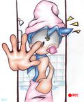  ecs green_eyes hedgehog male recording sega shower sonic_(series) sonic_the_hedgehog towel 