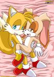  bed cream_the_rabbit cuddle fingering hedgehog lying male masturbation mobius_unleashed sonic_(series) tails 