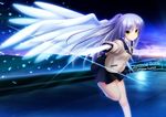  1girl angel_beats! angel_wings blazer hand_sonic jacket long_hair purple_hair school_uniform solo tenshi_(angel_beats!) wings yellow_eyes 
