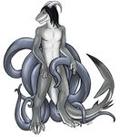 big_tail claws dreadlocks fish horn horns large_tail marine plain_background shark tentacles white_background wingedwolf 