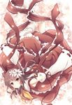  ascot bad_id bad_pixiv_id blush bow breasts brown_eyes brown_hair detached_sleeves flower hair_bow hair_flower hair_ornament hakurei_reimu long_hair no_bra ribbon samegami sideboob small_breasts smile solo touhou 