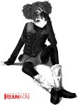  character_name chef_no_kimagure_salad copyright_name greyscale k-on! leg_warmers monochrome pantyhose short_hair solo spot_color suzuki_jun 