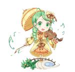 :d bad_id bad_pixiv_id bow bow_(instrument) chibi drill_hair frills full_body green_eyes green_hair hair_ornament instrument kanaria long_hair mtyy musical_note open_mouth rozen_maiden smile solo standing transparent_background violin 