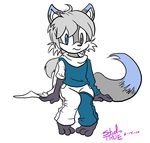  canine cub fox hair hindpaw male mammal maverick_skye mobian paws plain_background solo tail toes unknown_artist white_background young 