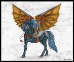  blue equine feral hooves horse josepaw key metal red_eyes steampunk white_background 