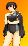  amagami black_eyes black_hair blush competition_swimsuit one-piece_swimsuit sasaki_akira_(ugc) solo swimsuit swimsuit_under_clothes tsukahara_hibiki 