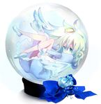  angel angel_wings bad_id bad_pixiv_id blue_eyes bow chino halo original snow_globe solo white_hair wings 