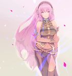  headphones long_hair megurine_luka navel petals pink_eyes pink_hair solo thighhighs tsujisaki_(coa3) very_long_hair vocaloid 