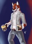  alcohol beer beverage canine clothing efenrai folf fox glass hybrid male mammal pants solo wolf 