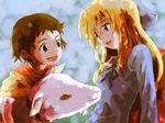  alps_no_shoujo_heidi blonde_hair brown_hair friends heidi kakome klara_sesemann multiple_girls sheep world_masterpiece_theater 