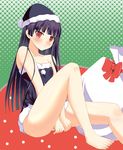  absurdres barefoot black_hair black_santa_costume gokou_ruri hat highres long_hair mole mole_under_eye odayan ore_no_imouto_ga_konna_ni_kawaii_wake_ga_nai red_eyes sack santa_costume santa_hat solo 