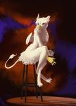  abstract_background avian bar_stool beak blue_claws bombird crossed_legs cup drink female fur gryphon hoot_(character) hot_chocolate hot_drink looking_at_viewer mug nude solo spotlight steam stool tail_tuft tiny_wings tuft white white_body white_feathers wings yellow_skin 