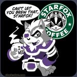  can&#039;t_let_you_do_that_star_fox canine coffee epic fox humour star_fox starbucks starwolf video_games wolf 