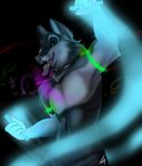  2010 blue canine collar glowstick green male open_mouth pants purple raver solo tassy teeth tongue tongue_out topless wolf 