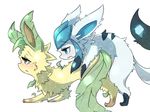  ambiguous_gender blush doggy_position doggystyle duo eeveelution feral feral_on_feral from_behind glaceon leaf_tail leafeon male nintendo plain_background pok&#233;mon pok&eacute;mon sex side_view unknown_artist video_games white_background 