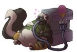  &hearts; boombox boombox_(artist) eyes_closed eyewear fat glasses hair ice_cream mammal morbidly_obese obese overweight paws plain_background shirt_hair skunk smile stuffing white_background white_hair 