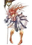  armor boots gauntlets green_eyes halberd highres kininaljaguar long_hair polearm primiera_(saga) red_hair saga saga_frontier_2 solo weapon 