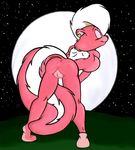  anthro anus bimbette butt eyes_closed female fur mammal mistah_talleyman pink_fur presenting presenting_hindquarters pussy skunk solo standing tiny_toon_adventures white_fur 