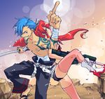  back-to-back back_to_back couple kamina tengen_toppa_gurren-lagann tengen_toppa_gurren_lagann yoko_littner yoko_ritona 