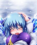  bad_id bad_pixiv_id blush breasts cirno closed_eyes female_pov hug kemoyuri large_breasts letty_whiterock multiple_girls pov snow touhou 