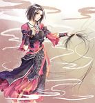  black_hair chinese_clothes cutting_hair knife original pengnangehao pink_eyes severed_hair short_hair solo 