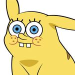  looking_at_viewer male nintendo pikachu pok&#233;mon pok&eacute;mon solo spongebob_squarepants spongebob_squarepants_(character) unknown_artist video_games what 