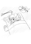  1girl animal_ears bad_id bad_pixiv_id bed comic greyscale monochrome mouse mouse_ears muu_rian nazrin solo touhou translated 