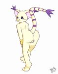  breasts devilishimmorality digimon female gatomon plain_background pussy side_boob solo white_background 