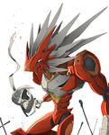  &dagger; bandage blaziken blue_eyes claws evangelion mecha metaphor pok&eacute;mon solo white_background 