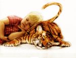  calvin_and_hobbes cute daww feline hobbes human isaiah_stephens mammal plain_background realistic tiger white_background 