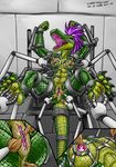  2009 bdsm bondage breasts crocodile female green paintbrushes purple_hair pussy reptile s0lar1x scalie tail technophilia wet 