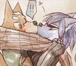  &hearts; &lt;3 anthro canine couple duo female fox fox_mccloud kissing krystal male mammal nintendo star_fox unknown_artist video_games 