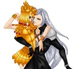  bishoujo_senshi_sailor_moon bracelet crossover final_fantasy final_fantasy_vii galaxia gloves gold jewelry lowres sailor_galaxia sephiroth silver_hair 