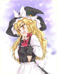  bad_id bad_pixiv_id blonde_hair braid face fingerless_gloves gloves hands hat kanda_aya kirisame_marisa solo touhou wavy_mouth witch_hat yellow_eyes 