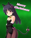  animal_ears bell black_hair blush cat_ears elbow_gloves gloves gokou_ruri jingle_bell kittysuit long_hair masakichi_(crossroad) mole mole_under_eye ore_no_imouto_ga_konna_ni_kawaii_wake_ga_nai pantyhose red_eyes ribbon solo tail 