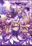  3girls absurdres animal_ears breasts capura.l capura_lin cat_ears cat_tail chen cleavage female fox_tail hat highres long_hair microphone multiple_girls multiple_tails short_hair tail touhou yakumo_ran yakumo_yukari 