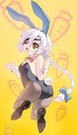  :3 animal_ears arakune ass bad_id bad_pixiv_id blazblue braid bunny_ears bunnysuit eyepatch long_hair looking_back nu-13 pantyhose red_eyes silver_hair takeda_kanryuusai 