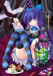  alto_seneka bow cage cake chuck_(psg) food hair_bow ice_cream long_hair md5_mismatch multicolored_hair nail_polish panty_&amp;_stocking_with_garterbelt purple_nails stocking_(psg) striped striped_legwear thighhighs two-tone_hair 